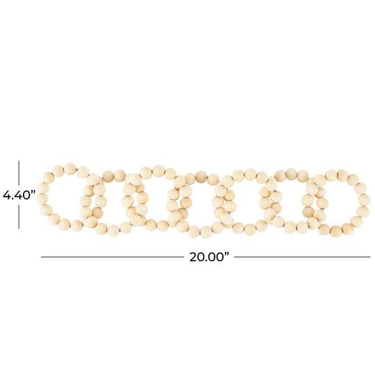 20" Light Brown Wood Chain Beaded 9 Link Sculpture
